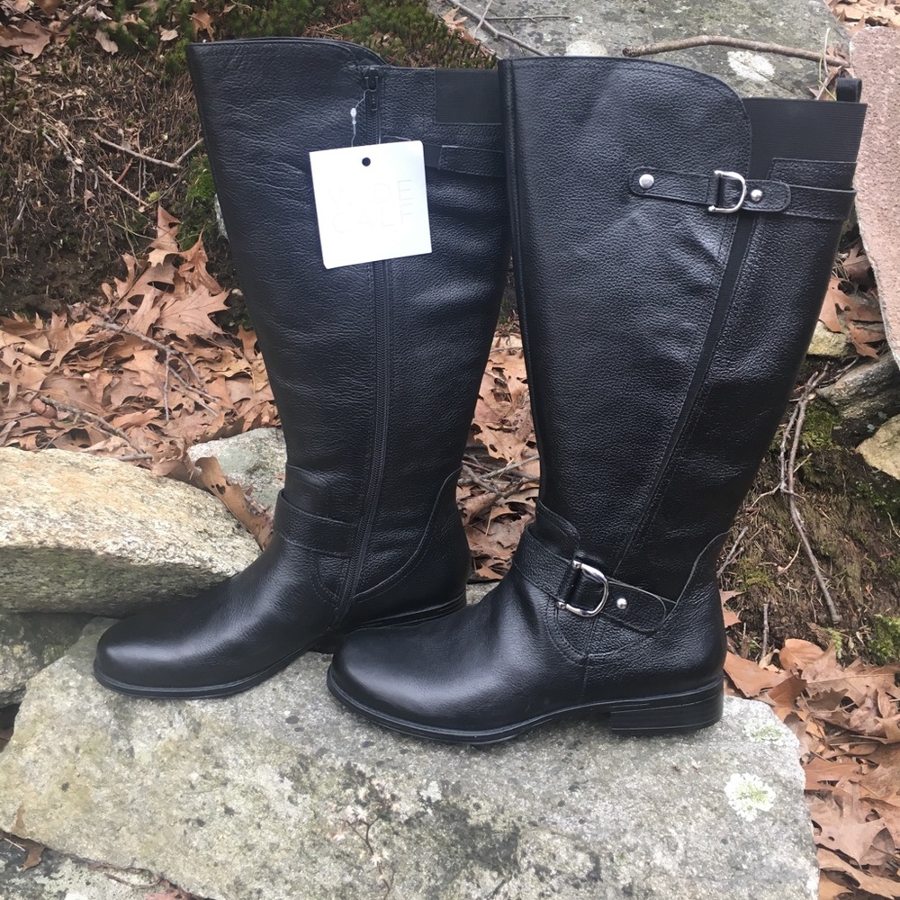 NWB 9W wide width + Wide calf leather boots - Picture 1 of 8